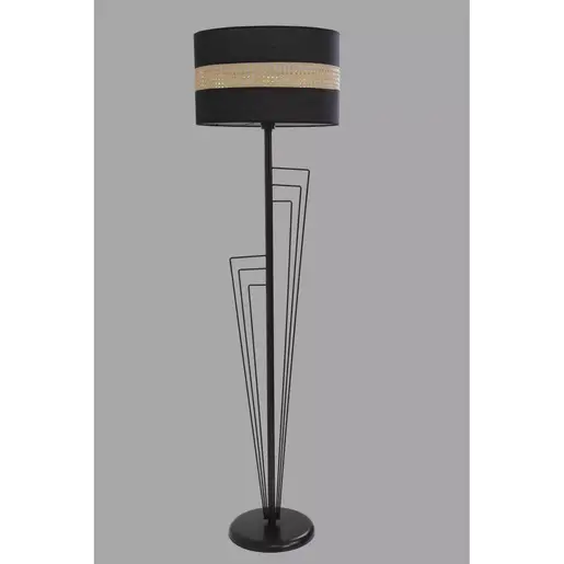 846STL3550 Подна ламба Kelebek Siyah Lambader Silindir 02 Rattan Abajurlu
