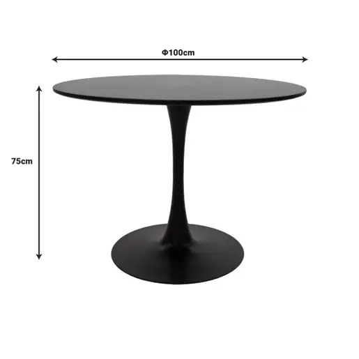 127-000173 Трпезариски сет на маса Balou-Caron од 5 и парчиња во црно-природна нијанса Φ100x75cm