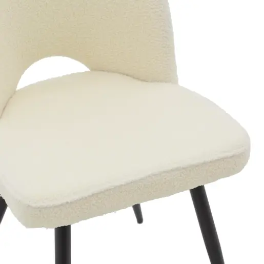 029-000211 Renish стол bouclé ecru-металик црни ногарки 61x47x91.5cm