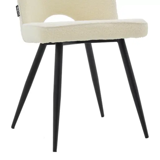 029-000211 Renish стол bouclé ecru-металик црни ногарки 61x47x91.5cm