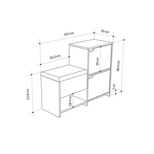 855DTE5168 Плакар за претсобје Haven Shoe Bench - White