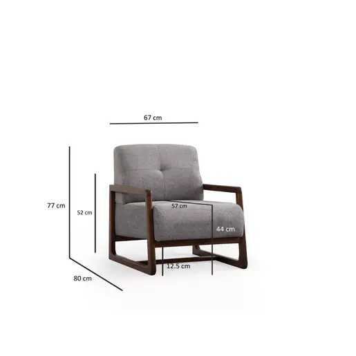 560ARE2372 Фотеља Athena Bergere - Light Grey, Walnut