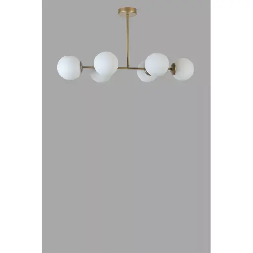 846STL5155 Лустер Yeni Favori 6 Lı Eskitme Beyaz Camlı Avize