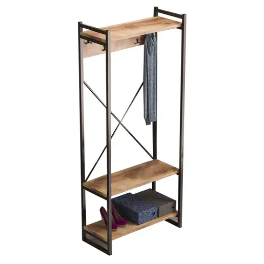 120-000335 Мебел за претсобје BAKER во орев-црна боја 90×34×180 cm