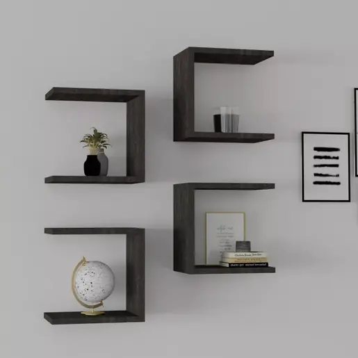 120-000563 Perari ѕидни полици сет 4 парчиња темен орев