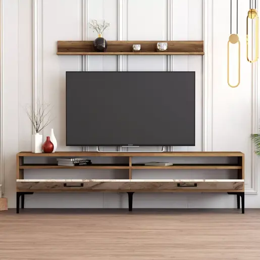 845HCT3097 Тв комода Istanbul - Walnut, White Marble