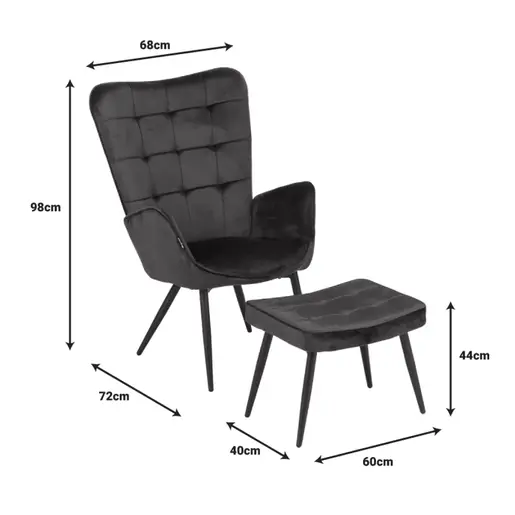 029-000245 Фотелја со табуретка Мадисон крем 68x72x98cm