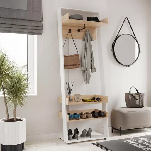 184-000120 Мебел за претсобје SCIOVE во бела-природна нијанса 70×40×200 cm