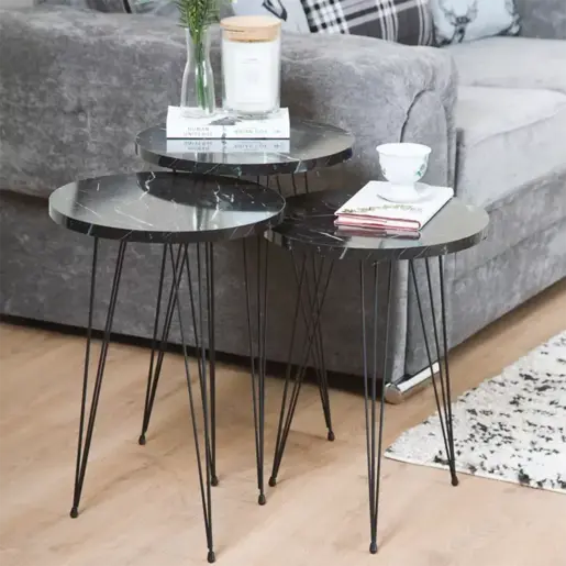 FD-GR3PCTS-103 Сет 3 масички ЛЕКСИНГТОН Темен мермер