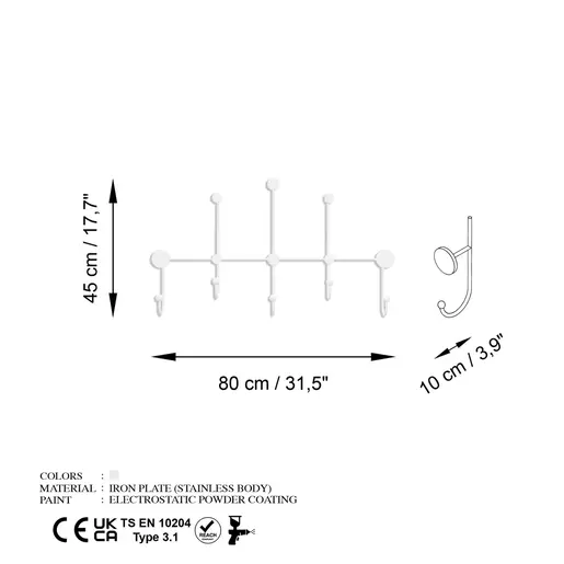 494PYT1136 Метална ѕидна закачалка Iyon-B