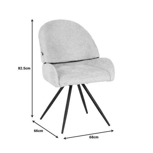 029-000294 Morea ротирачки стол bouclé во црна боја со црни метални ногарки 68x66x82.5cm