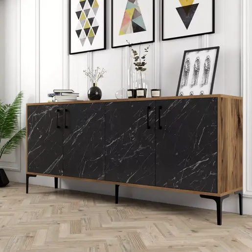 845HCT5306 Комода Kiev - Walnut, Black Marble