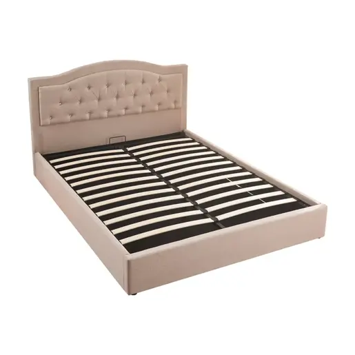 347-000014 Дупли кревет со простор за складирање Majore беж Тапациран 160x200cm