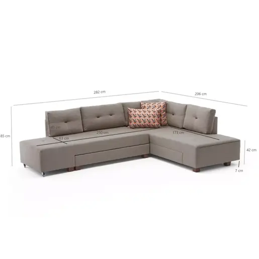 825BLC2546 Софа Manama Corner Sofa Bed Right - Cream