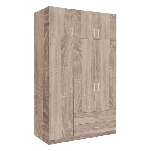 361-000065 Трокрилен гардеробер со фиоки Royal сонома 150x58x230см