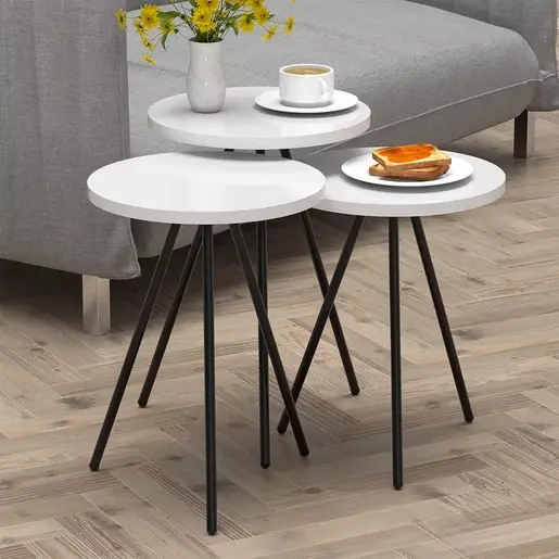 FD-3PCTS-002 Сет 3 масички Дора Бели