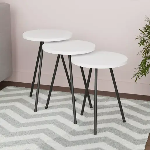 FD-3PCTS-002 Сет 3 масички Дора Бели