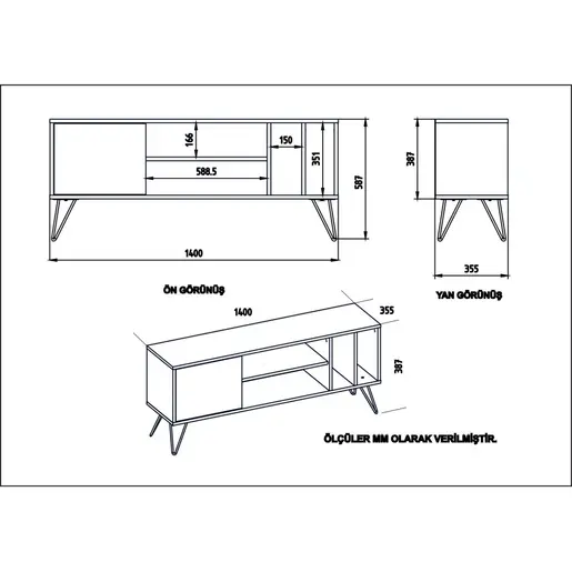 875ZNA3056 Тв комода Mistico (140) - Walnut, Black