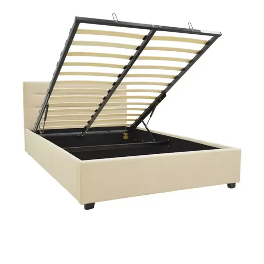 006-000058 Molito pakoworld velvet bed in ecru shade with storage space 120x200cm