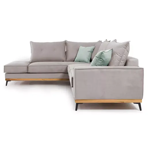 168-000014 Luxury II аголна софа десен агол сиво-небесно