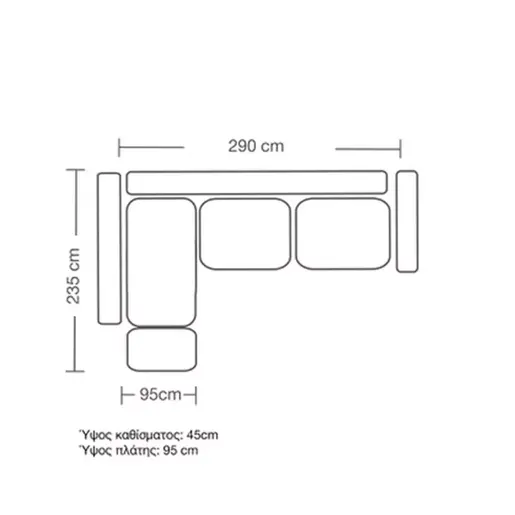 168-000014 Luxury II аголна софа десен агол сиво-небесно