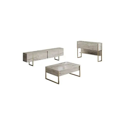 618BLY1228 Комплети за дневна соба Luxe Set - Travertine, Gold