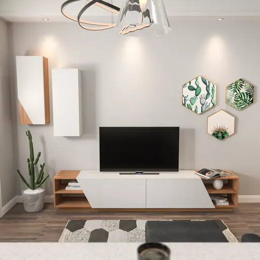 788DEC3089 Тв комода Zebra - White, Teak