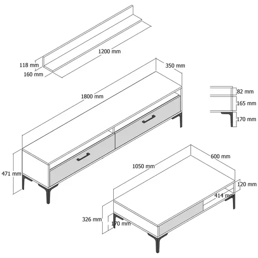 845HCT5273 Комплети за дневна соба Istanbul - Walnut, White
