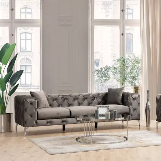 071-001429 PWF-0579 тросед Chesterfield темно сива ткаенина