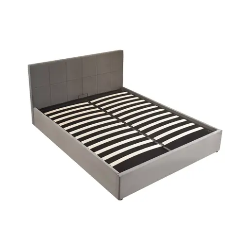 347-000012 Дупли кревет со простор за складирање Zamblene сива кадифена Тапациран 160x200cm