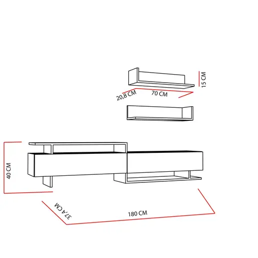 788DEC3031 ТВ Комода Ayaz - White, Teak