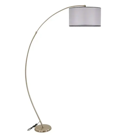 534LUN4230 Подна ламба Mısra Mat Krom Lambader Silindir Açık Hasır Gri Abajurlu