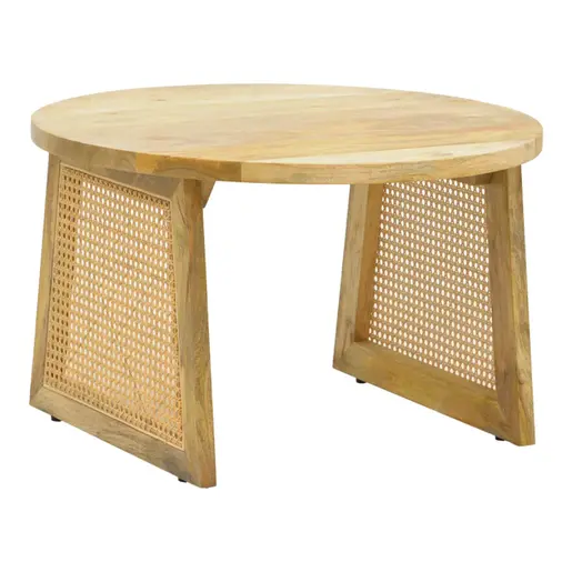 376-000007 Клуб маса Tamarind – манго дрво (природен финиш) со ратан акценти 65x65x40см