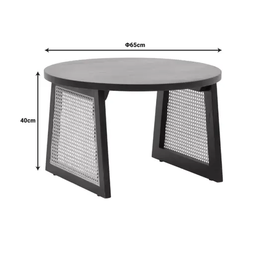 376-000007 Клуб маса Tamarind – манго дрво (природен финиш) со ратан акценти 65x65x40см