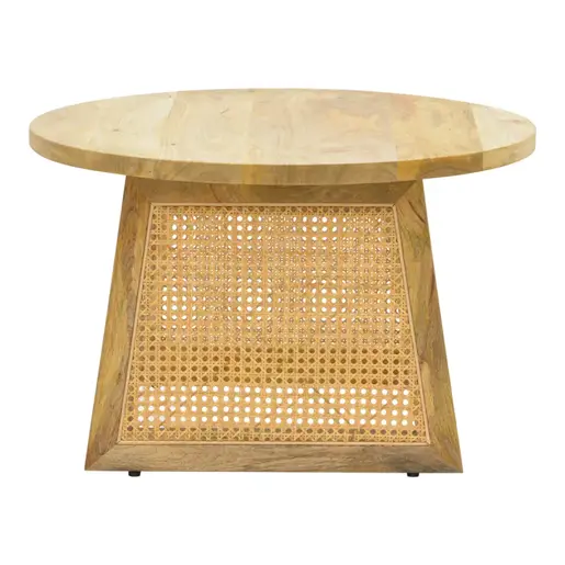 376-000007 Клуб маса Tamarind – манго дрво (природен финиш) со ратан акценти 65x65x40см