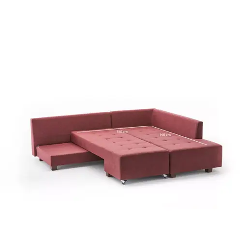 825BLC1185 Софа Manama Corner Sofa Bed Right - Claret Red