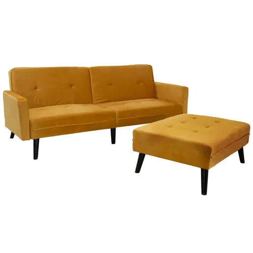 035-000018 Dream софа-кревет со табуретка жолт сомот