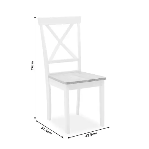 200-000296 Трпезариски сет 5 парчиња Lars Проширувајќи Дрвено-МДФ во бело-природна боја D100(+38)x100x75cm