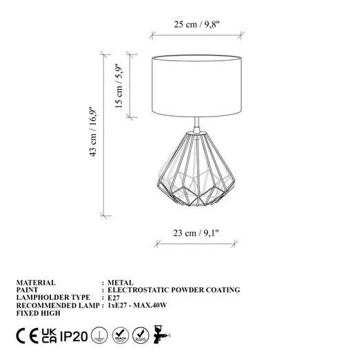 892OPV2205 Сет столни ламби (2 парчиња) Diamond - S-705 - Set