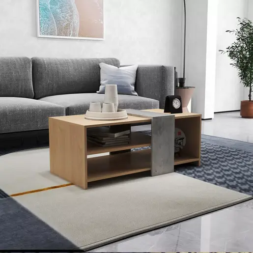 225-000065 Клуб маса Cozeto Coffee Table природна/сив цемент 100x53x41.5см