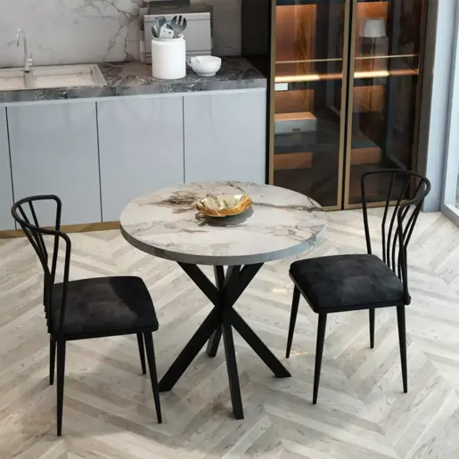 FD-2CKTSSLR70-1004 Трпезариска маса со 2 столици ПУЛМАН Светол мермер