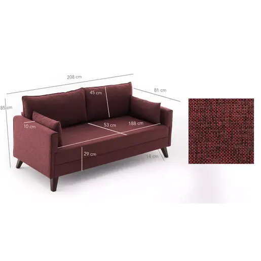 825BLC1516 Софа Bella Sofa For 3 Pr - Claret Red