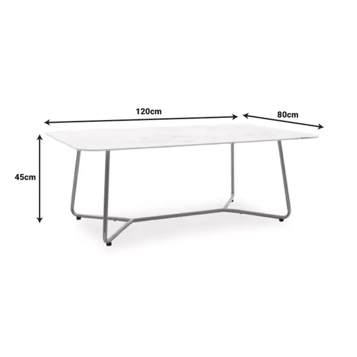 029-000090 Клуб маса Paris стакло 8mm бел мермер-златна 120x80x45 см