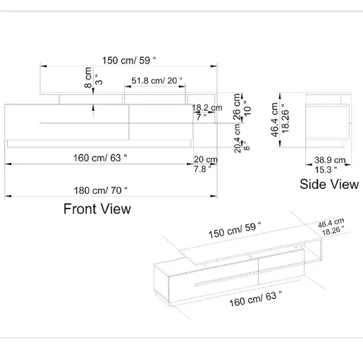 788DEC4039 ТВ комода МАНЧЕСТЕР црна
