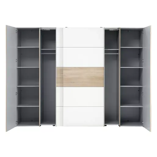 318-000006 4 крилен плакар Verzo даб-Бела Меламин270.5x61.5x210.5cm