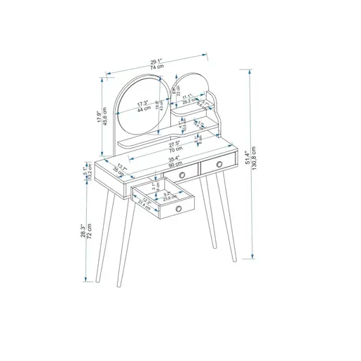 550ARN2769 Тоалетна маса Ruges - White