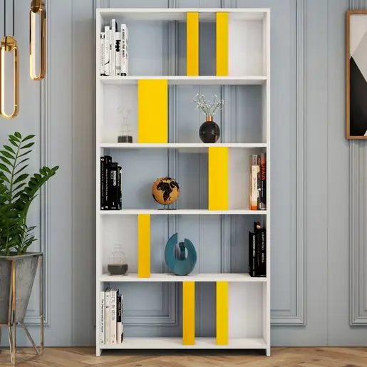 845HCT3639 Полица за книги Lima - White, Yellow