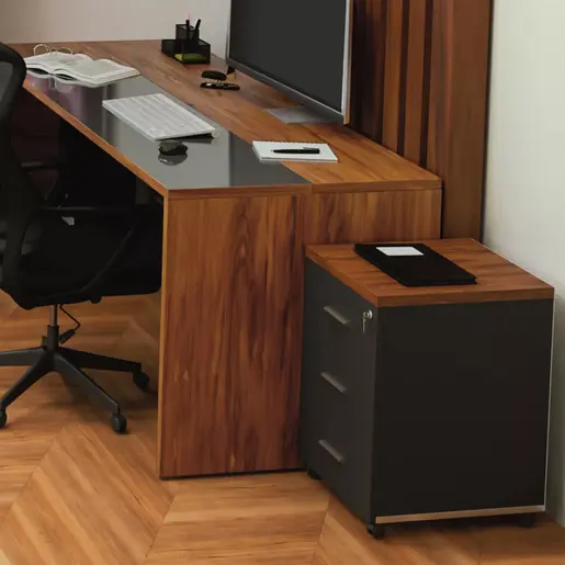 246-000011 Комода на тркала Оскар д 3 фиоки орев-углен 40x48x63cm