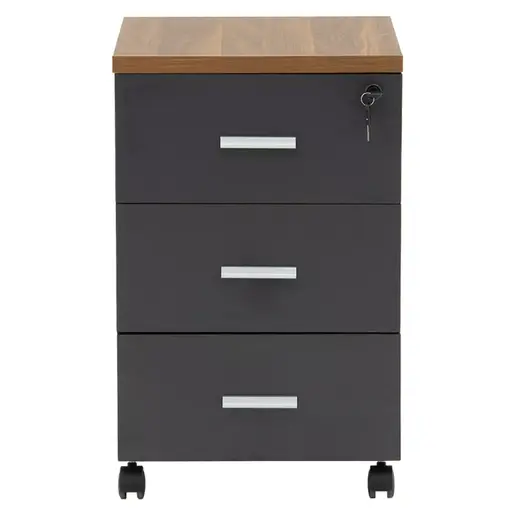 246-000011 Комода на тркала Оскар д 3 фиоки орев-углен 40x48x63cm