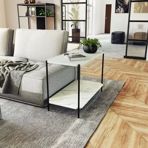 072-000065 Клуб маса Mara-white marble-black